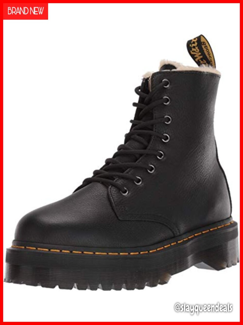 Jadon Faux-Fur Lined Leather Boots Combat Moto Winter